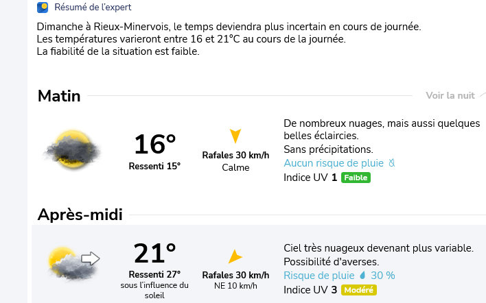 Screenshot 2024 10 09 at 08 18 17 meteo rieux minervois dimanche 13 octobre 11160 aude previsions meteo gratuite a 15 jours la chaine meteo